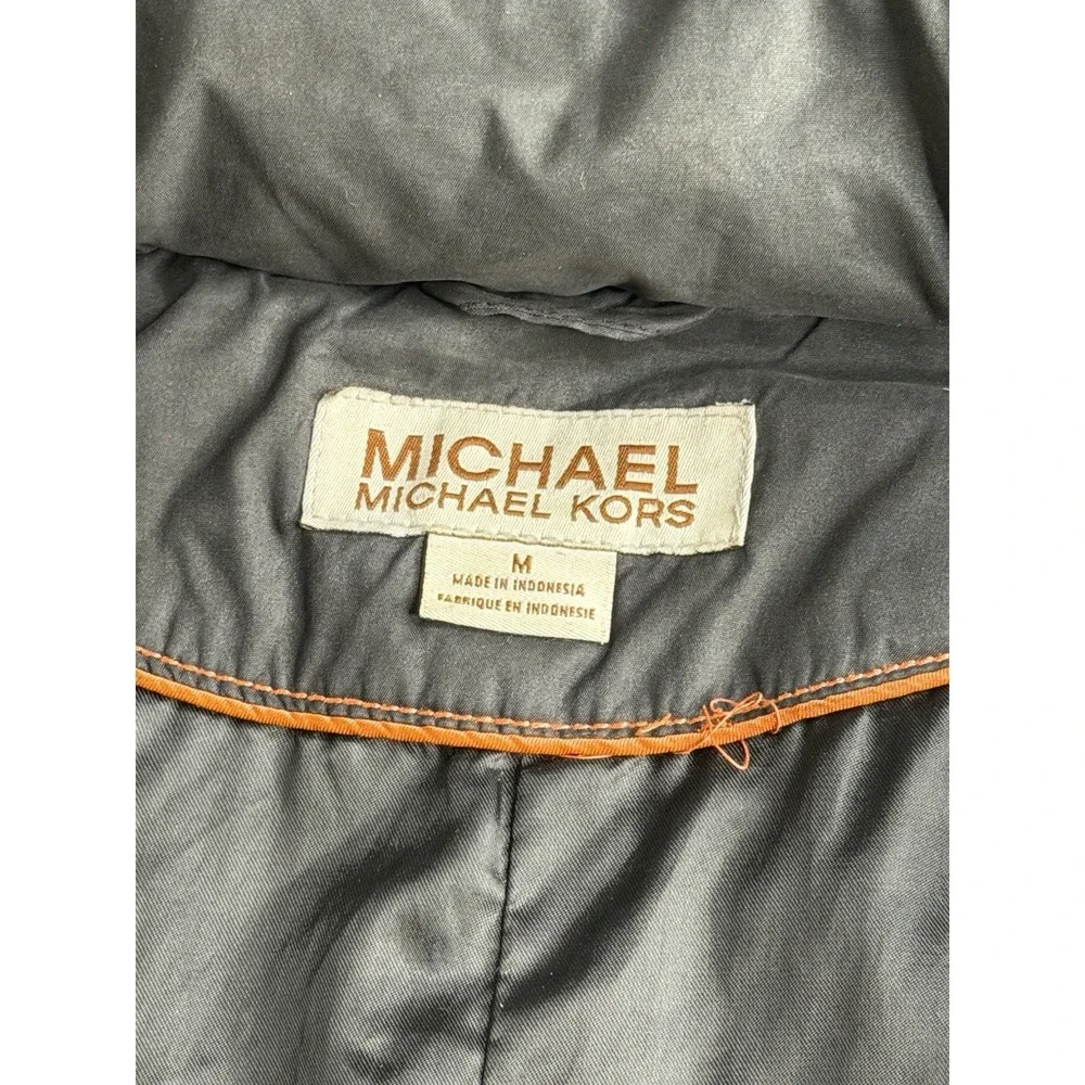 Michael Kors Black Winter Faux Fur MK Puffer Jacket Coat Womens Size M‎ USA